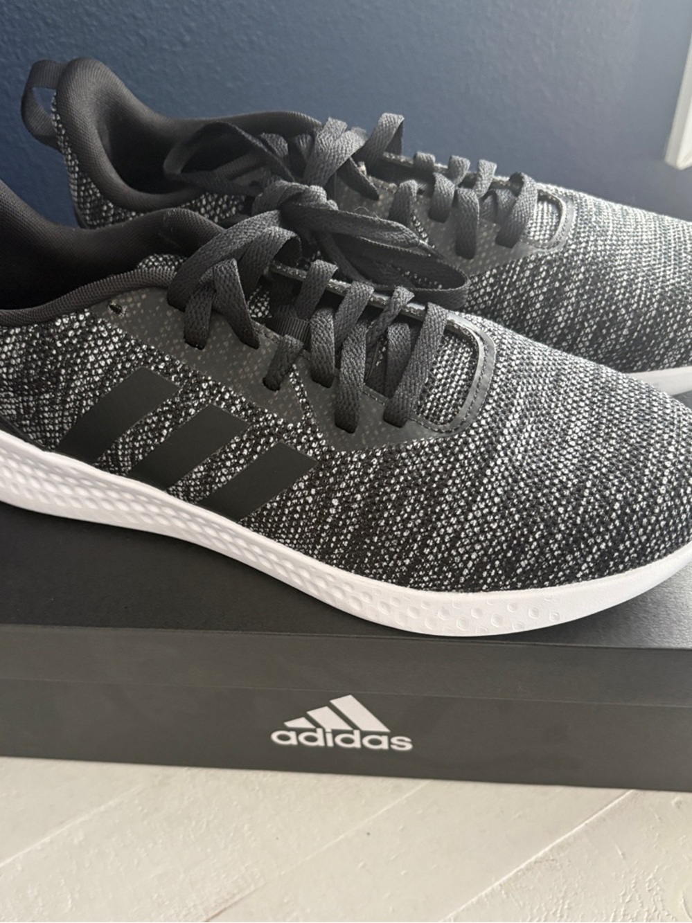 adidas Men’s Black & White Knit Running Sneakers